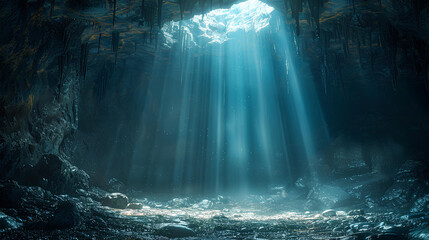 view of a little light into the cave - Powered by Adobe
