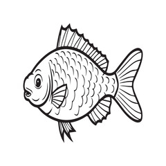 Fish coloring pages. Fishes outline vector for coloring book
