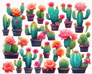 Set of Mexican cactus plants for Cinco de Mayo