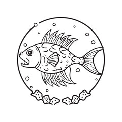 Obraz premium Fish coloring pages. Fishes outline vector for coloring book 