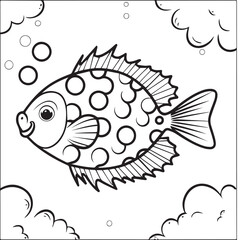 Fish coloring pages. Fishes outline vector for coloring book
