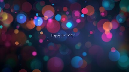 Vibrant bokeh background with the phrase "Happy Birthday!" suggesting celebration and joy.