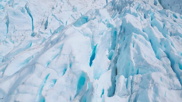 Aerial The Perito Moreno Glacier in Los Glaciares National Park in Patagonia, Argentina. Climate Change Melting Glacier in a Global Warming Environment. Drone footages.