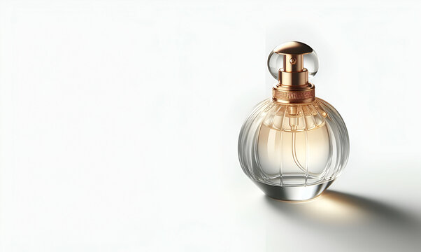 Glistening gold accents on a vintage perfume atomi 00373 00 WITH WHITE BACKGROUND,GENERATIVE AI