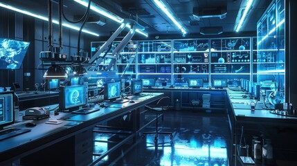 Futuristic realistic High Tech Development science Laboratory building. AI generated image