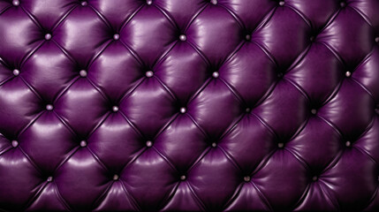 Purple leather seat with stitching in diamond pattern.