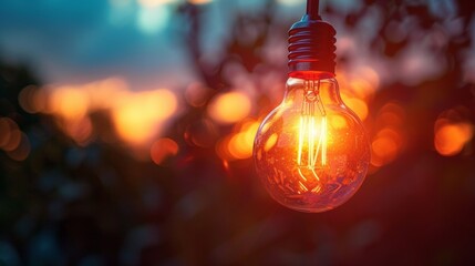 A close up of a light bulb with some blurry background, AI
