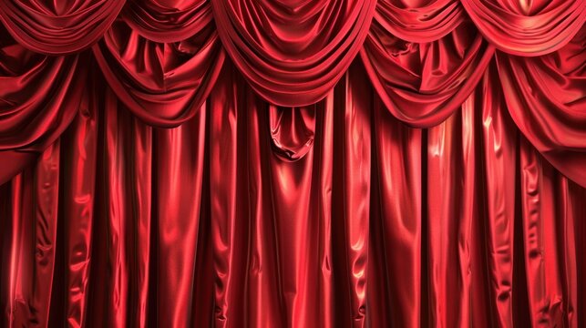 Red Stage Curtain pattern texture background. AI generated image