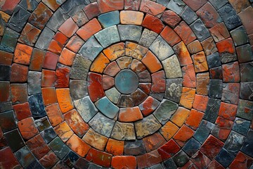 Cobble circular pattern block pavement texture.