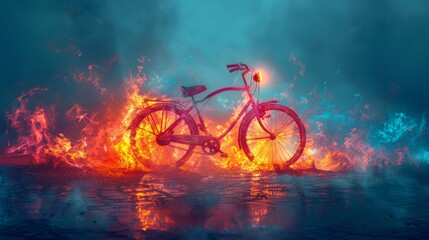 Sport image burning bicycle.