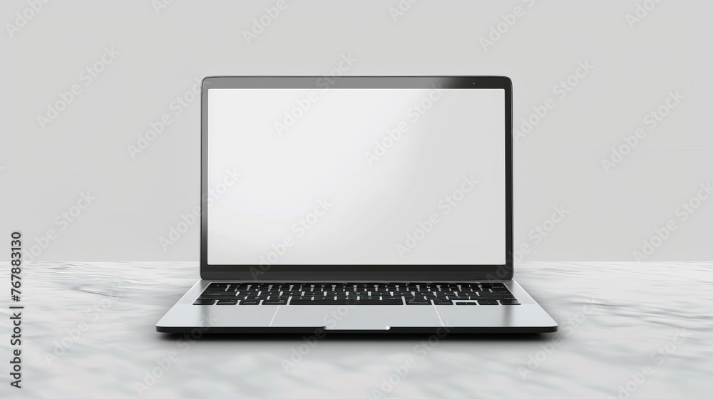 Poster silver color laptop screen isolated on transparent background - super high-detail modern.