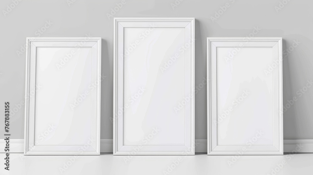 Aufkleber a4 white picture frame mockup template with blank interior. modern illustration of an empty white pi