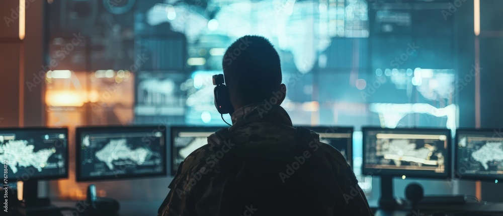 Poster managing national security, technology, and army communications as a military surveillance officer i