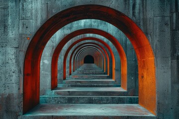 Naklejka premium Detail of contemporary concrete construction with curved arched.