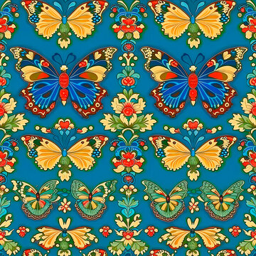 Vintage Victorian abstract seamless pattern for butterfly wallpaper.