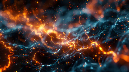 Energetic neural pathways and data networks.  - obrazy, fototapety, plakaty