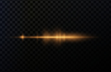 Gold horizontal lens flares pack. Laser beams, horizontal light rays. PNG Collection effect light gold line png. Beautiful light flares. Glowing streaks on light background.	
