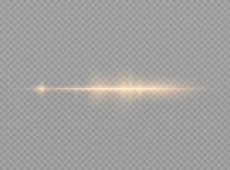 Gold horizontal lens flares pack. Laser beams, horizontal light rays. PNG Collection effect light gold line png. Beautiful light flares. Glowing streaks on light background.