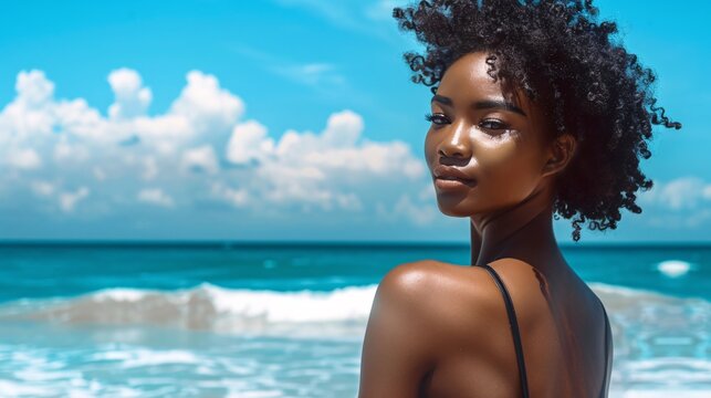 black woman on the beach