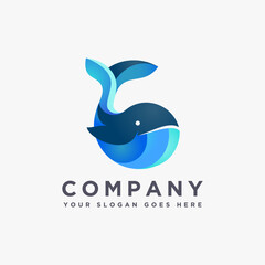 Modern Playful whale logo icon vector template on white background