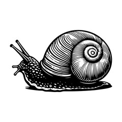Snail monochrome clip art. vector illustration