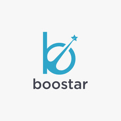 Letter B for Boost star logo vector icon on white background