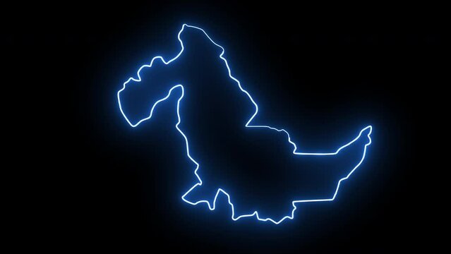 map of Pucallpa in peru with glowing neon effect