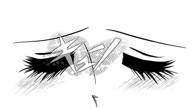 70年代少女漫画のキラキラした瞳で見つめる女の子のドアップイラストとセリフ