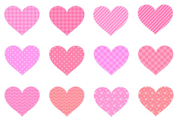 ハートのセット　素材　アイコン　あしらい　フレーム　ラベル　見出し　おしゃれ　ポップ　ドット　ストライプ　透過