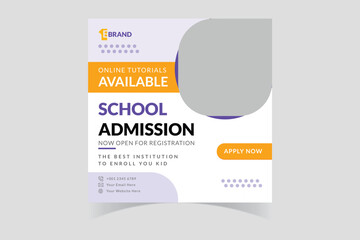 social media post School admission web banner template