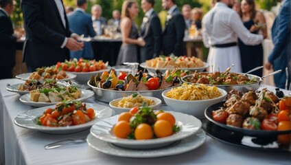 Catering food at a wedding party.