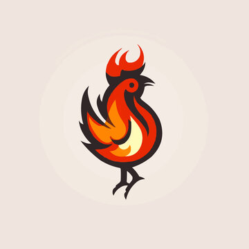 fire chicken logo, chicken grill. grilled chicken. fast food restaurant app symbol vector icon illustration