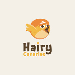 Fun logo icon of Hairy canary, canary logo, canary mascot, canary cartoon logo on light background - obrazy, fototapety, plakaty