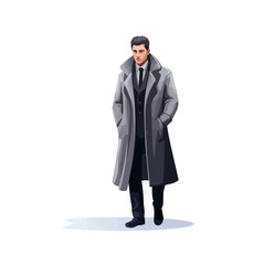 Obraz na płótnie Canvas man in business suit waring cosy winter clothes isolated vector style on isolated background illustration