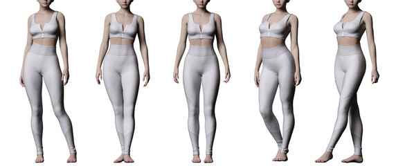 white zip sport bra and legging on nice figure model