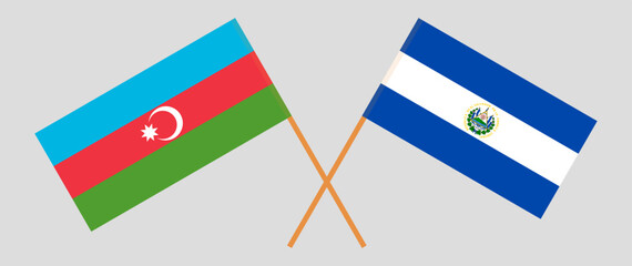 Crossed flags of Azerbaijan and El Salvador. Official colors. Correct proportion