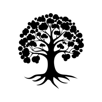 Family Tree black silhouette isolated