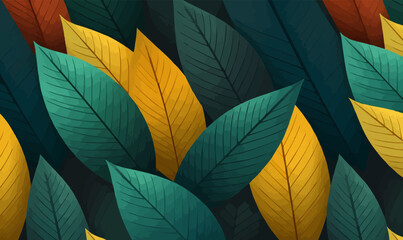 Geometric pattern of leaves, minimalist vector seamless background -