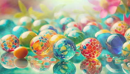 A multitude of colorful marbles