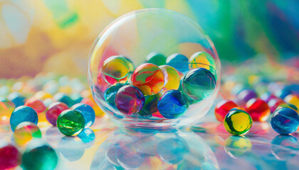 A multitude of colorful marbles - obrazy, fototapety, plakaty