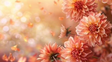 Close up Dahlia autumn flower with smooth pastel watercolor design. AI generated image