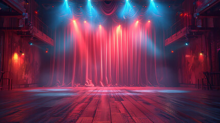 Stage Curtains The Perfect Backdrop for Theater Productions, Generative AI - obrazy, fototapety, plakaty