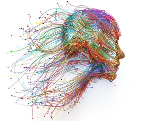 Obraz na płótnie Canvas cabeça humana de fibra óptica, inteligência artificial
