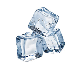 ice cubes on white background.
