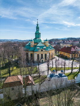 Panorama of the city of Jelenia G&oacute;ra in the Karkonosze Mountains - Lutheran church