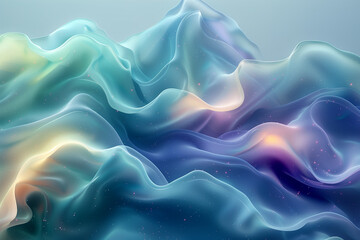 Obraz premium digital art in the style of octane render, abstract background, waves, flowing fabrics, wavy shapes, soft edges, delicate texture, ethereal atmosphere, soft light,