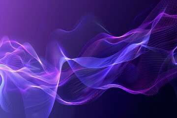 A vivid abstract design with dynamic waves of purple and blue energy flowing across a dark backdrop