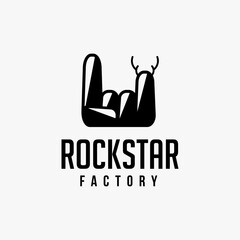 Abstract rock hand factory logo icon vector template on white background