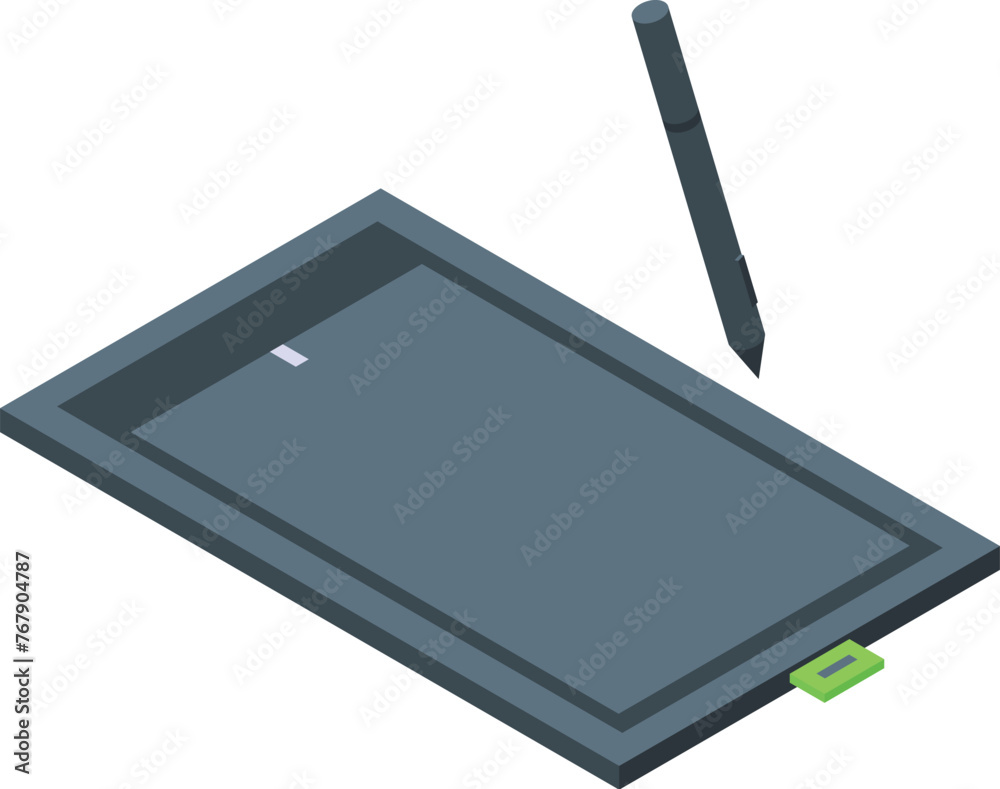 Poster tablet draw web design icon isometric vector. electronic product. css language