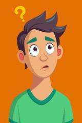 Young puzzled, doubtful, confused man thinking, trying to find solution, worried expression on his face, concept - Sorry, don't know how it happened. Copy space.